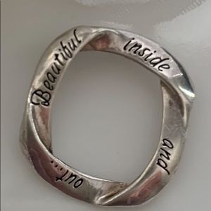 925 Sterling Sliver Pendant (Vintage) w/ Saying (Beautiful Inside and Out)